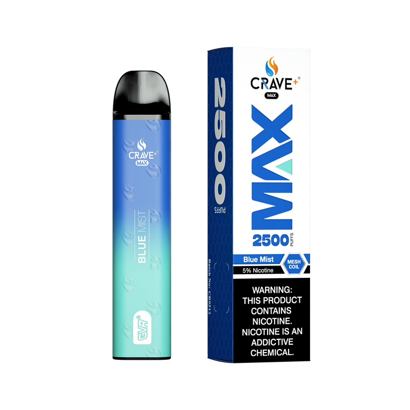 Crave Max Vape - 2500 Puffs Mesh Coil - VSZN, Crave Max Vape blue mist