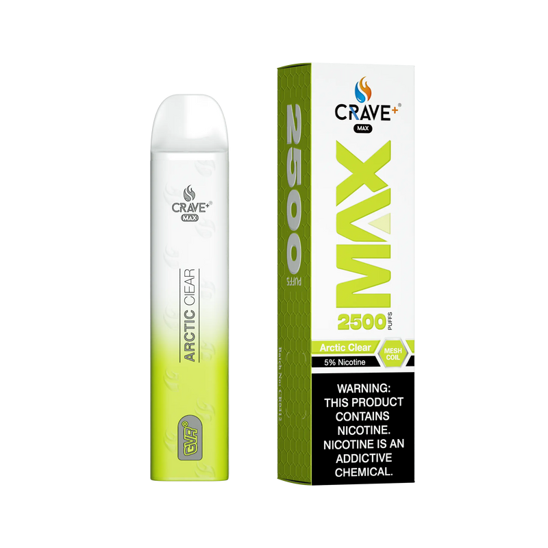 Crave Max Vape - 2500 Puffs Mesh Coil - VSZN, Crave Max Vape arctic clear