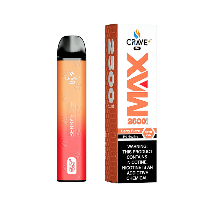 Crave Max Vape - 2500 Puffs Mesh Coil Crave, Crave Max Vape berry blaze