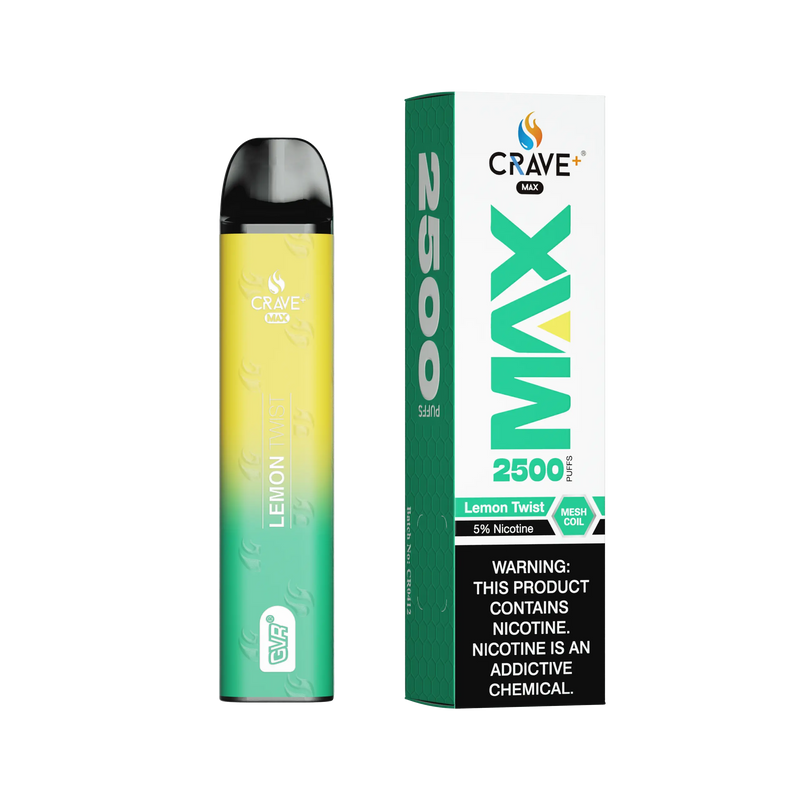 Crave Max Vape - 2500 Puffs Mesh Coil - VSZN, Crave Max Vape lemon twist