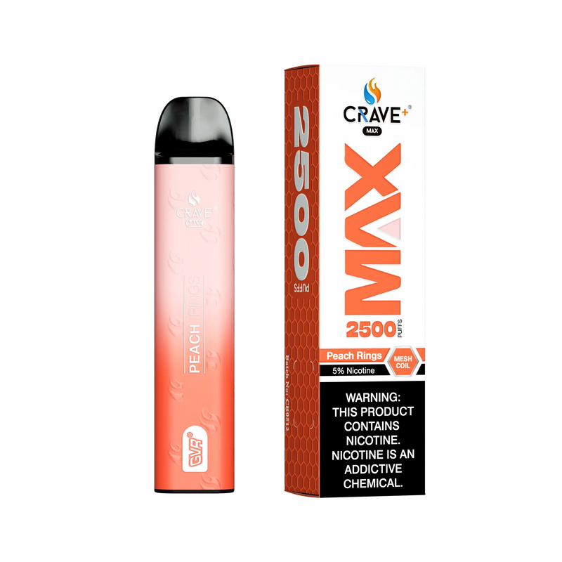 Crave Max Vape - 2500 Puffs Mesh Coil - VSZN, Crave Max Vape peach rings