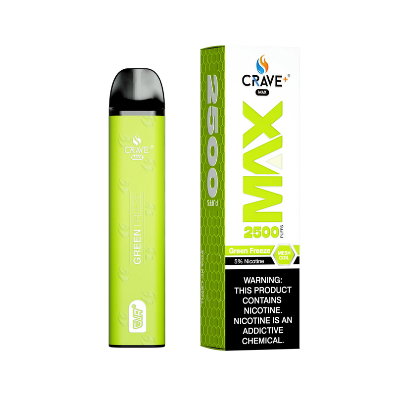 Crave Max Vape - 2500 Puffs Mesh Coil - VSZN, Crave Max Vape green freeze