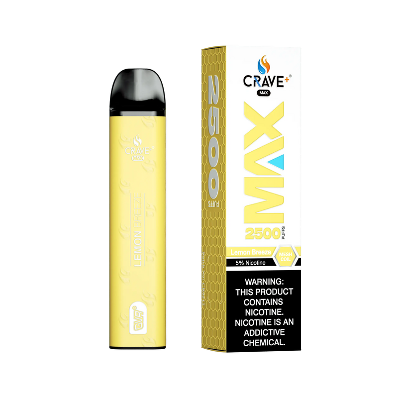 Crave Max Vape - 2500 Puffs Mesh Coil - VSZN, Crave Max Vape lemon breeze