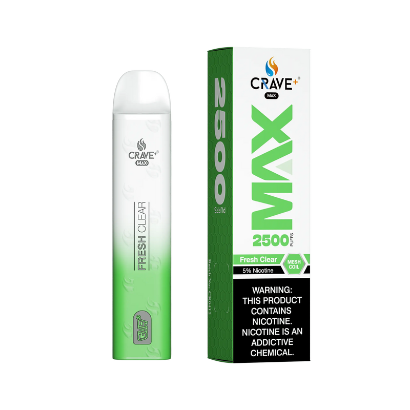Crave Max Vape - 2500 Puffs Mesh Coil - VSZN, Crave Max Vape fresh clear