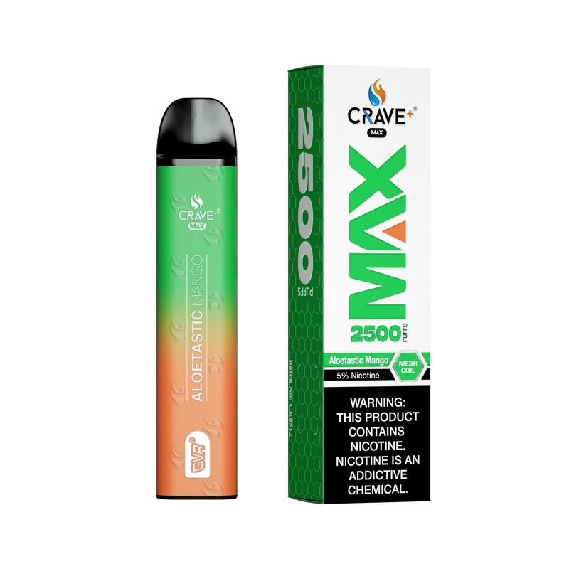 Crave Max Vape - 2500 Puffs Mesh Coil - VSZN, Crave Max Vape aloetastic mango