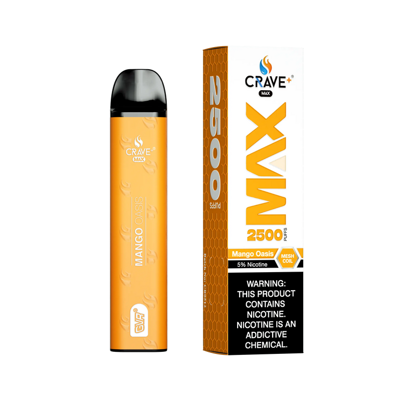 Crave Max Vape - 2500 Puffs Mesh Coil - VSZN, Crave Max Vape mango oasis