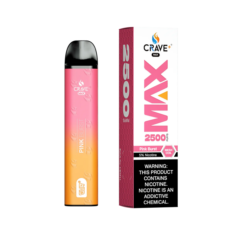Crave Max Vape - 2500 Puffs Mesh Coil - VSZN, Crave Max Vape pink burst