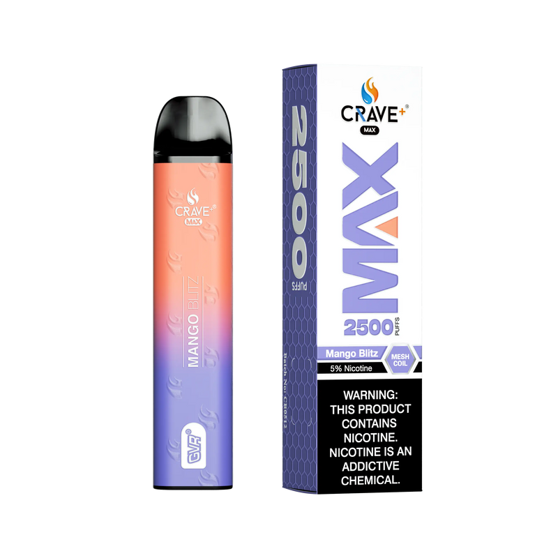 Crave Max Vape - 2500 Puffs Mesh Coil - VSZN, Crave Max Vape mango blitz