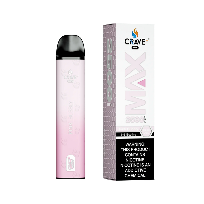 Crave Max Vape - 2500 Puffs Mesh Coil Crave, Crave Max Vape pink bubbly