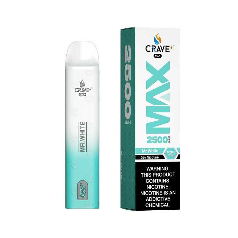 Crave Max Vape - 2500 Puffs Mesh Coil - VSZN,  Crave Max Vape mr. white