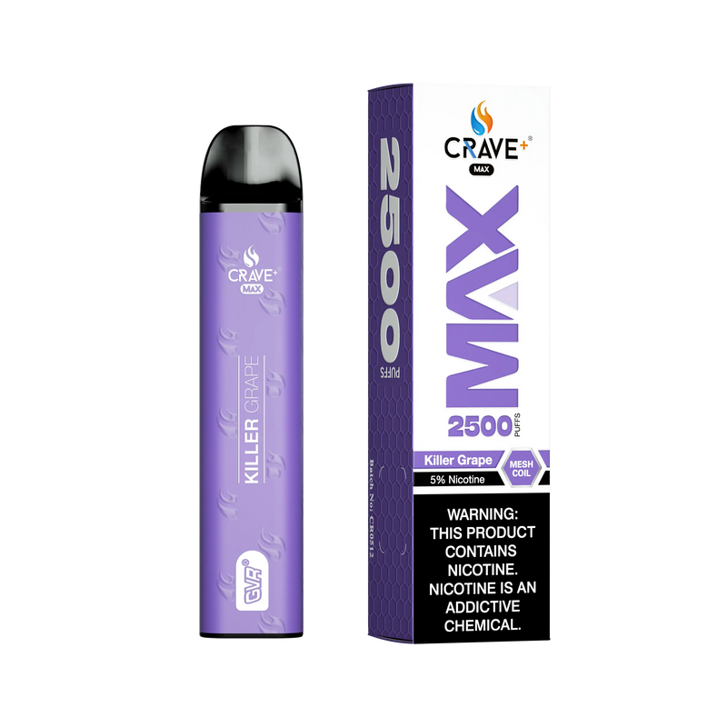 Crave Max Vape - 2500 Puffs Mesh Coil - VSZN, Crave Max Vape killer grape