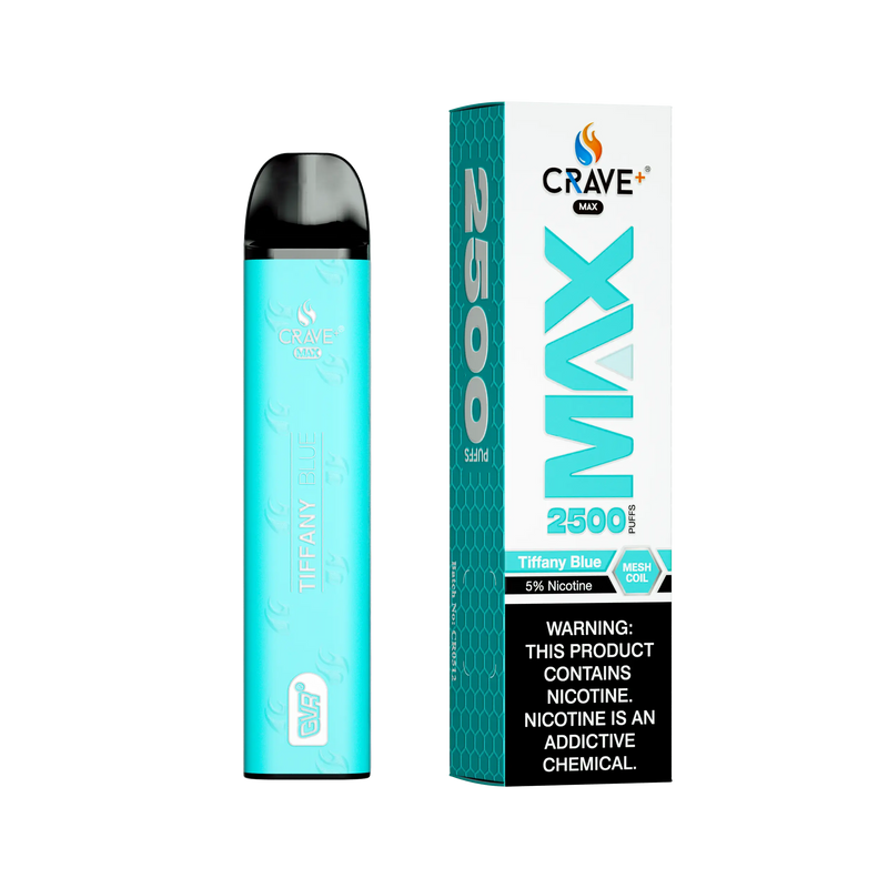 Crave Max Vape - 2500 Puffs Mesh Coil - VSZN, Crave Max Vape tiffany blue