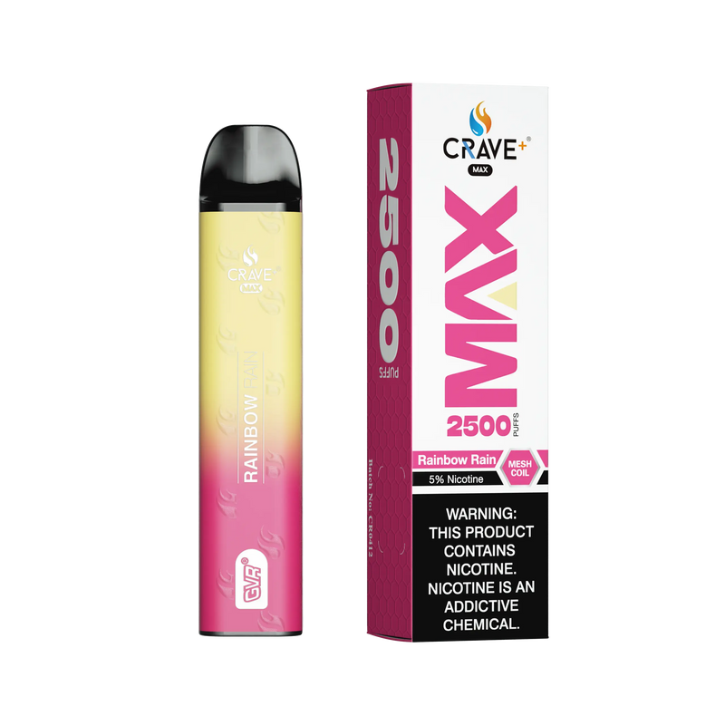 Crave Max Vape - 2500 Puffs Mesh Coil - VSZN, Crave Max Vape rainbow rain