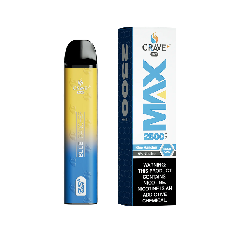 Crave Max Vape - 2500 Puffs Mesh Coil Crave, Crave Max Vape blue rancher