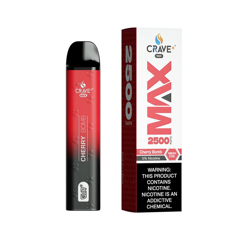 Crave Max Vape - 2500 Puffs Mesh Coil Crave, Crave Max Vape cherry bomb
