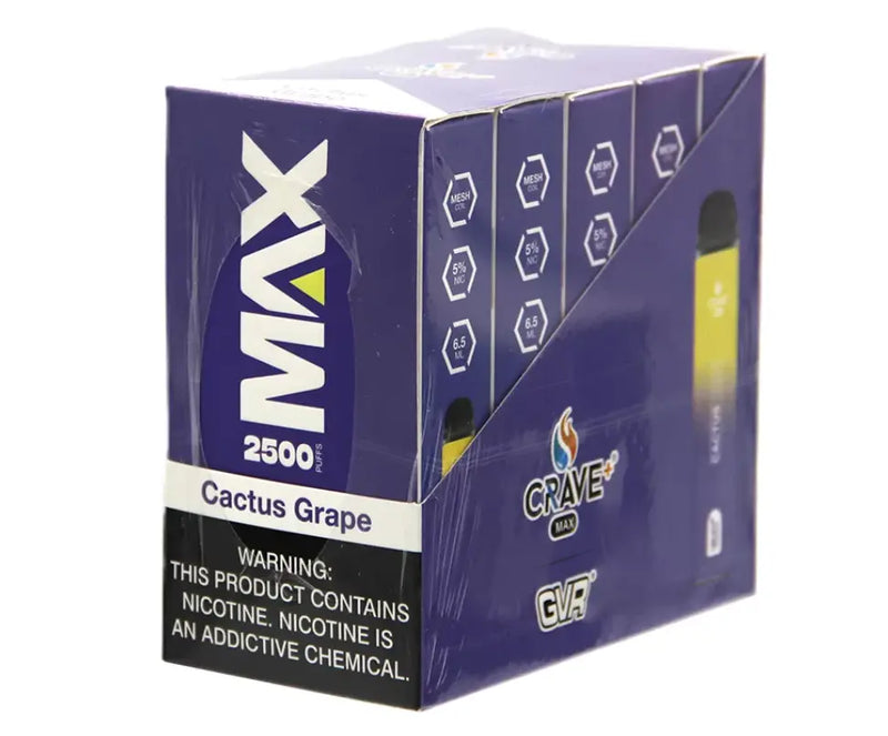 Crave Max Vape - 2500 Puffs Mesh Coil Crave, Crave Max Vape cactus grape