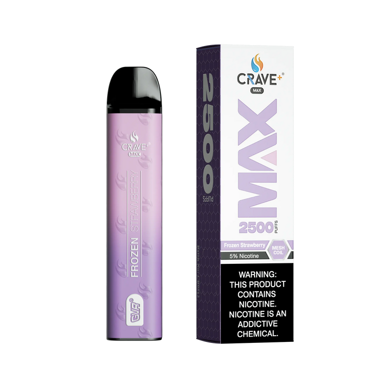 Crave Max Vape - 2500 Puffs Mesh Coil Crave, Crave Max Vape frozen strawberry
