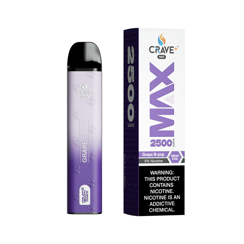 Crave Max Vape - 2500 Puffs Mesh Coil Crave, Crave Max Vape grape b pop