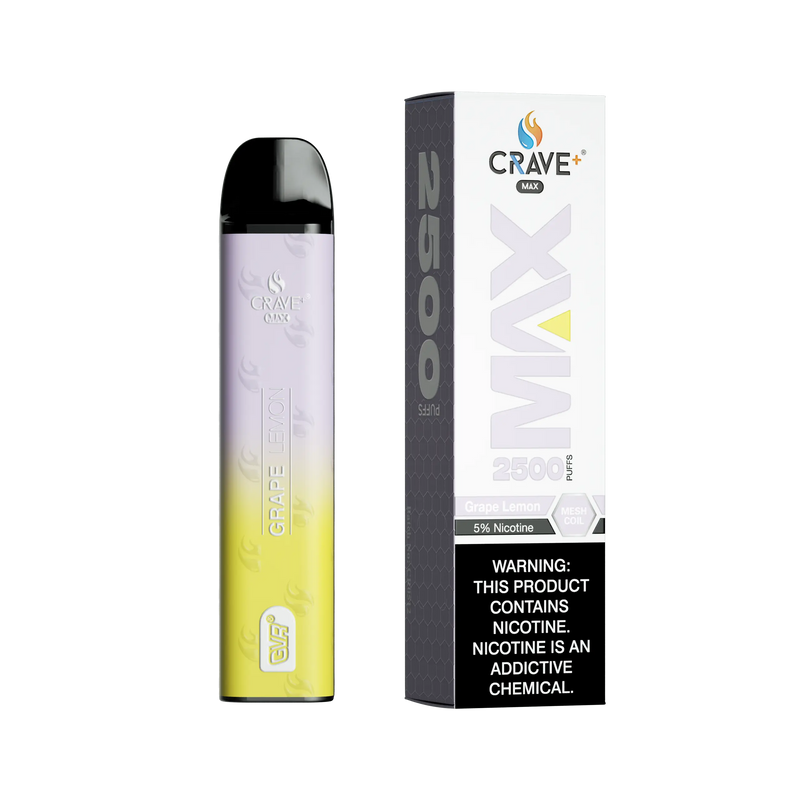 Crave Max Vape - 2500 Puffs Mesh Coil Crave, Crave Max Vape grape lemon