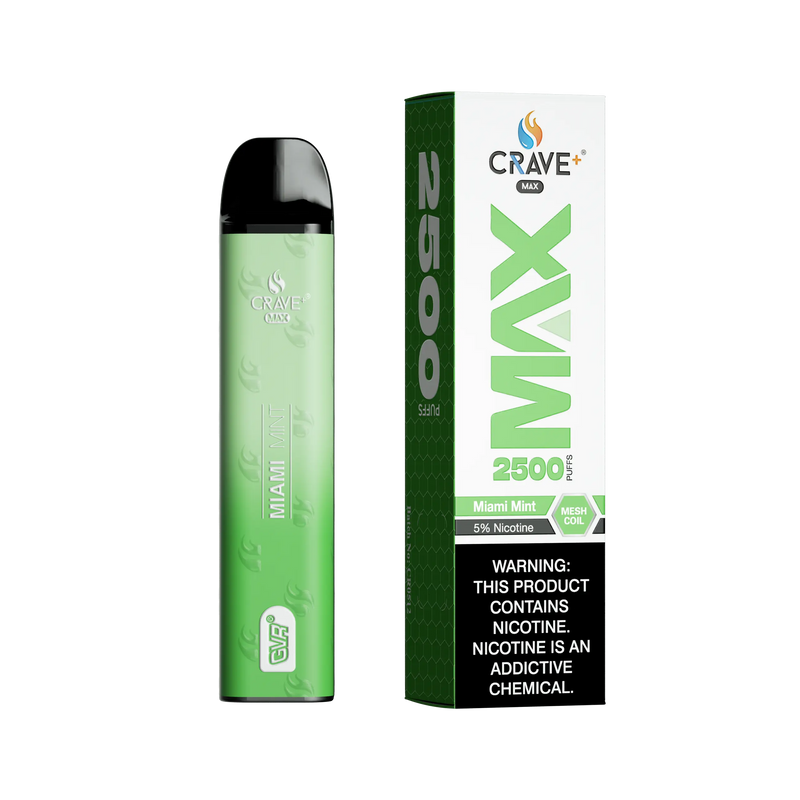 Crave Max Vape - 2500 Puffs Mesh Coil Crave, Crave Max Vape miami mint