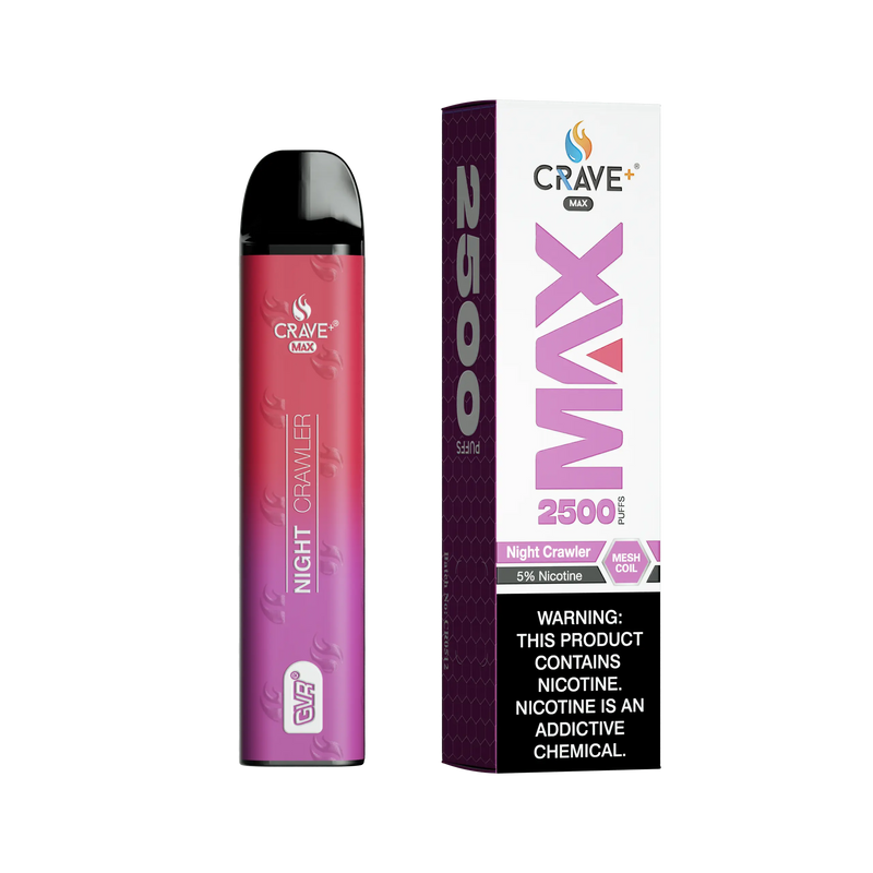 Crave Max Vape - 2500 Puffs Mesh Coil Crave, Crave Max Vape night crawler