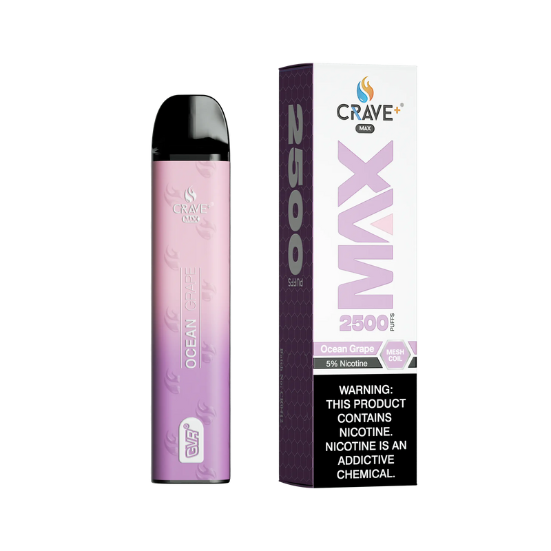 Crave Max Vape - 2500 Puffs Mesh Coil Crave, Crave Max Vape ocean grape