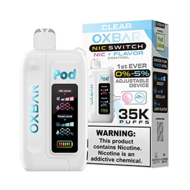 OXBAR x Pod Juice Nic Switch 35000 OXBAR X POD JUICE, oxbar clear, clear oxbar 