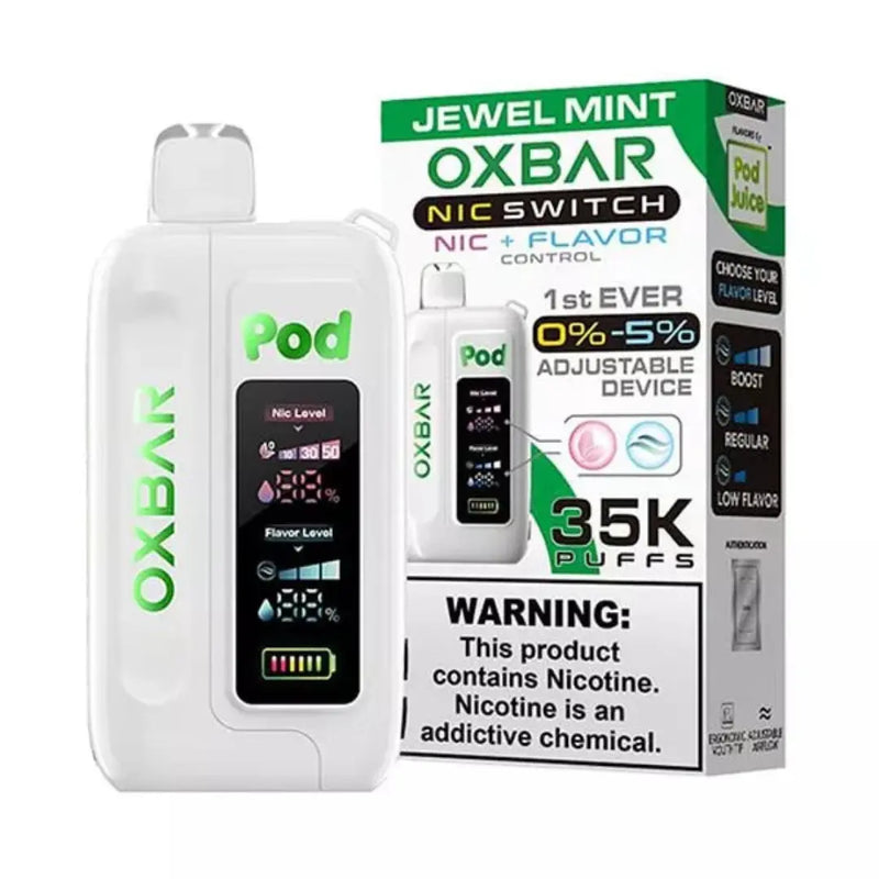 OXBAR x Pod Juice Nic Switch 35000 OXBAR X POD JUICE, oxbar jewel mint, jewel mint oxbar 
