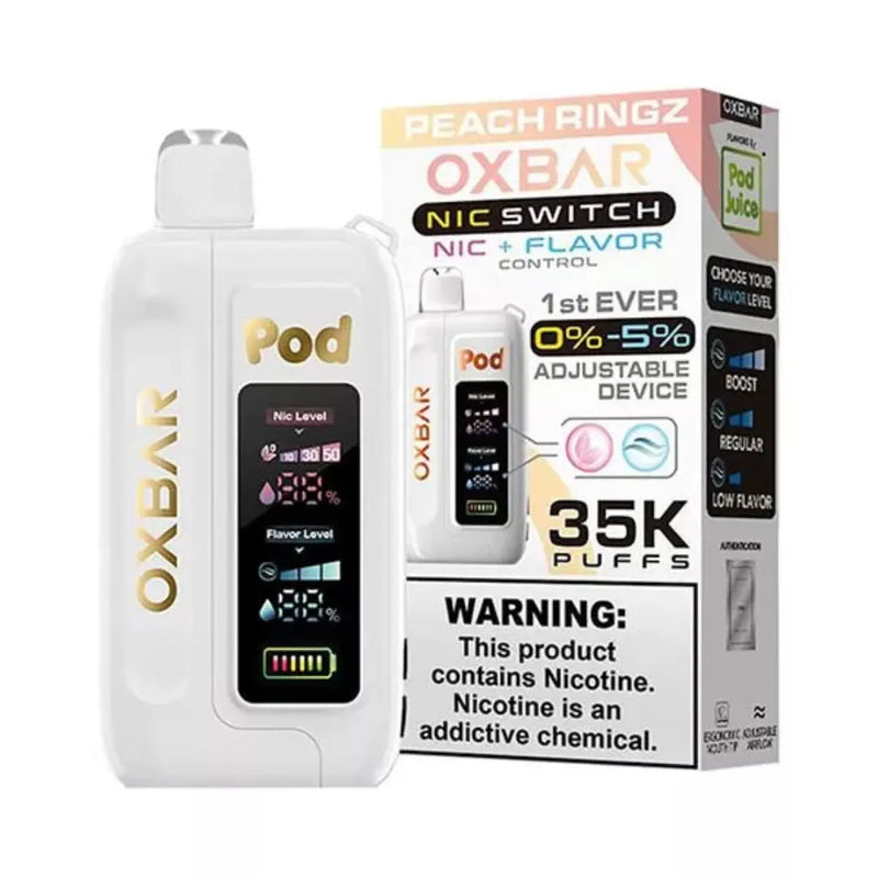 OXBAR x Pod Juice Nic Switch 35000 OXBAR X POD JUICE, oxbar peach ringz, peach ringz oxbar 