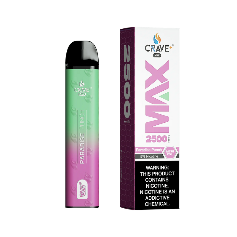 Crave Max Vape - 2500 Puffs Mesh Coil Crave, Crave Max Vape paradise punch