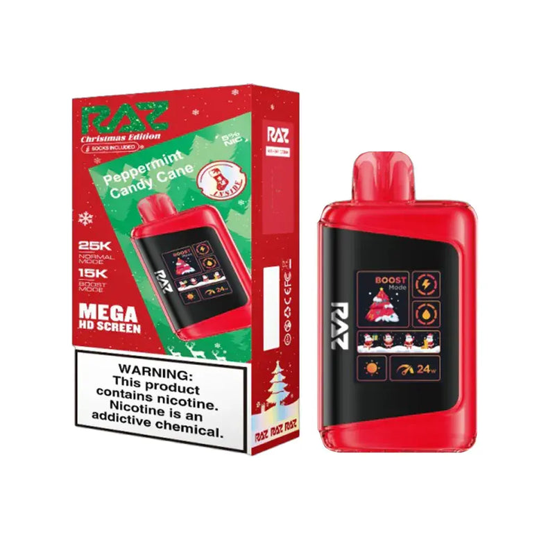 Raz LTX 25000 Vape Szn, raz peppermint candy cane, peppermint candy cane raz vape