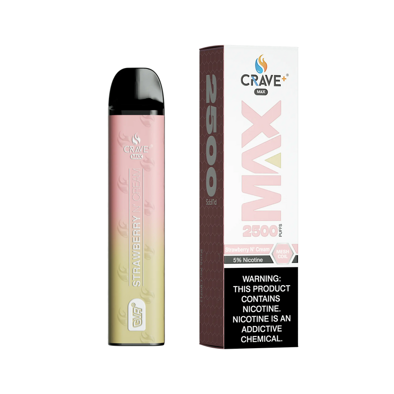 Crave Max Vape - 2500 Puffs Mesh Coil Crave, Crave Max Vape strawberries n cream