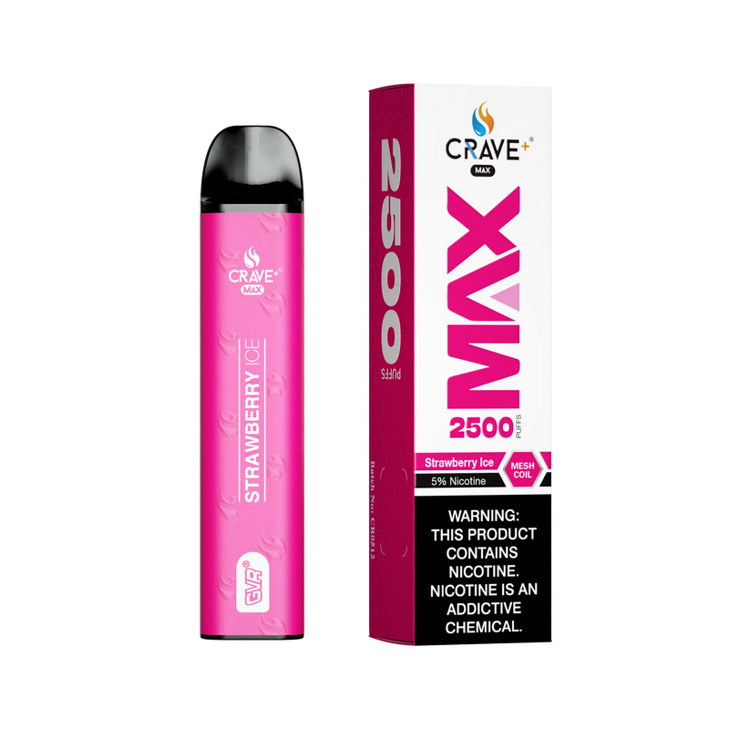 Crave Max Vape - 2500 Puffs Mesh Coil Crave, Crave Max Vape strawberry ice
