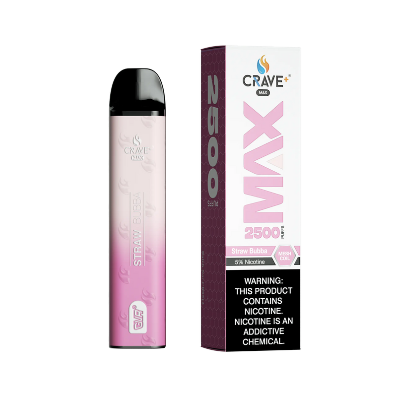 Crave Max Vape - 2500 Puffs Mesh Coil Crave, Crave Max Vape straw bubba