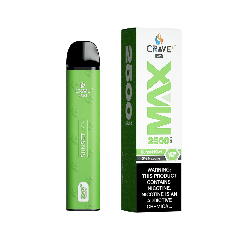 Crave Max Vape - 2500 Puffs Mesh Coil Crave, Crave Max Vape sunset kiwi