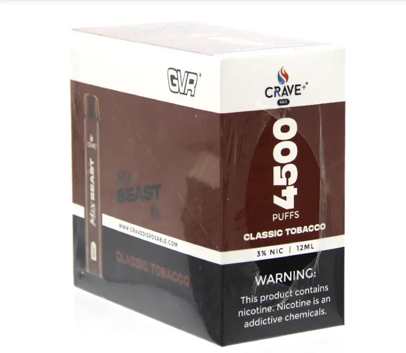 Crave Max Beast 4500 Crave, Crave Max Beast blackberry fab, crave max beast tobacco, crave max beast clear, crave max beast vape clear, crave max beast classic tobacco 
