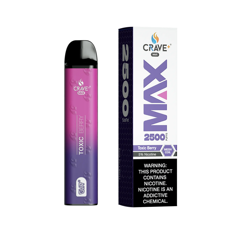 Crave Max Vape - 2500 Puffs Mesh Coil Crave, Crave Max Vape toxic berry