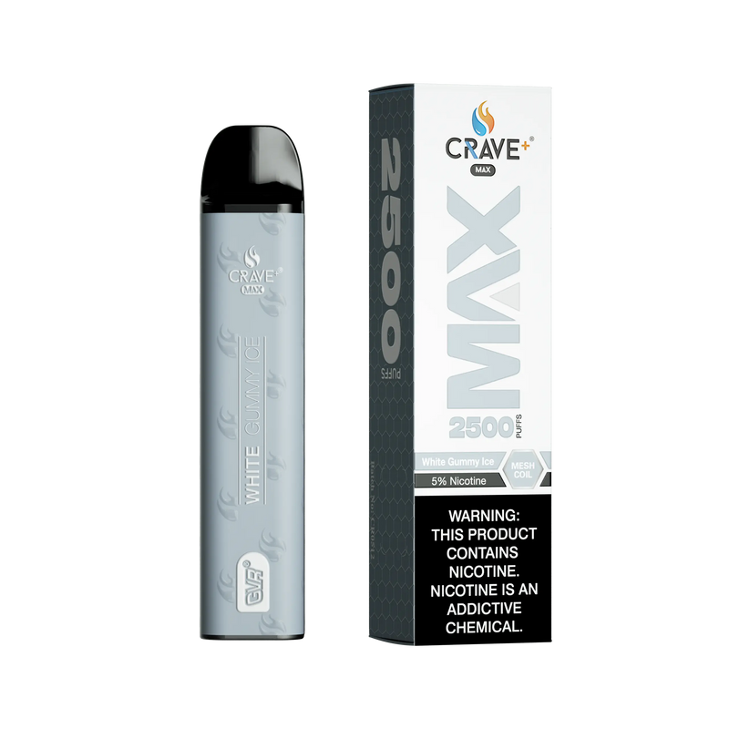 Crave Max Vape - 2500 Puffs Mesh Coil Crave, Crave Max Vape white gummy ice